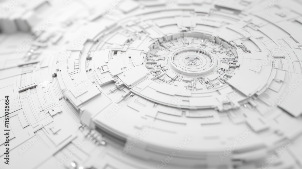 Abstract white circular technological structure, intricate details, futuristic design. Abstract white circular technological structure, intricate details, futuristic design.