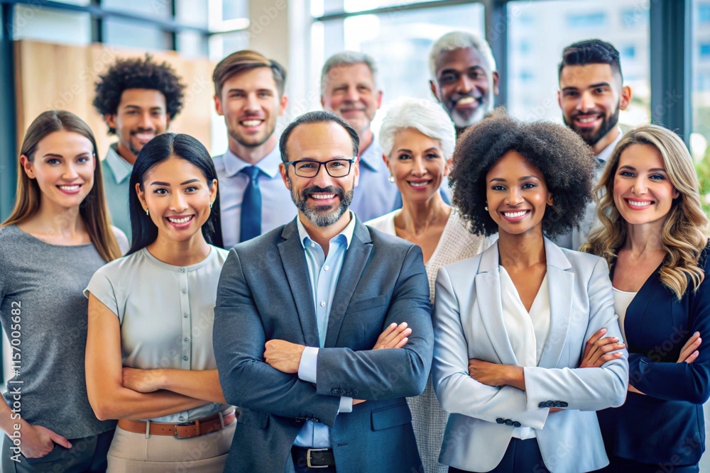 Successful business professionals from diverse backgrounds working together in modern office with religious background Successful business professionals from diverse backgrounds working together in modern office with religious background