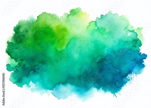 Wallpaper Mural Panoramic Green Blue Watercolor Wash Background Texture Torontodigital.ca