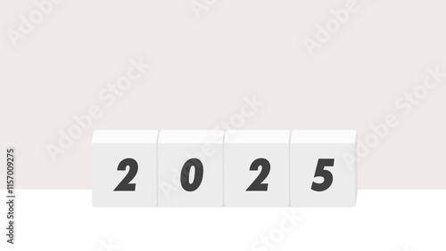 2025の文字が入ったブロックのイラスト - シンプルでおしゃれな西暦2025年の素材 - 16:9