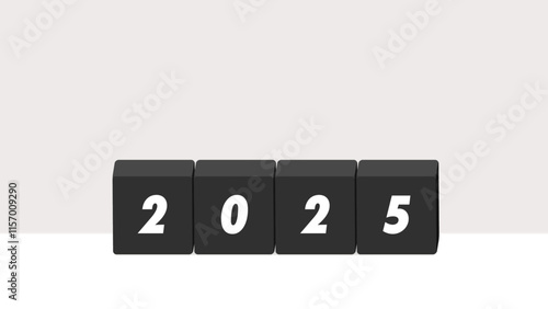 2025の文字が入ったブロックのイラスト - シンプルでおしゃれな西暦2025年の素材 - 16:9