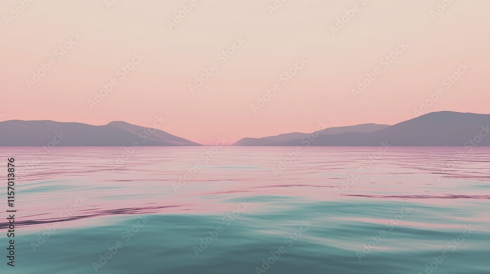 Fototapeta premium Calm ocean view at sunset with pastel colors.