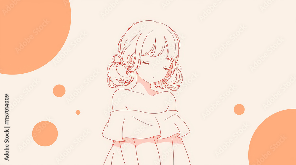 A cute little girl in simple line art, with a minimalistic design featuring simple shapes and a cute cartoon character. A cute little girl in simple line art, with a minimalistic design featuring simple shapes and a cute cartoon character.
