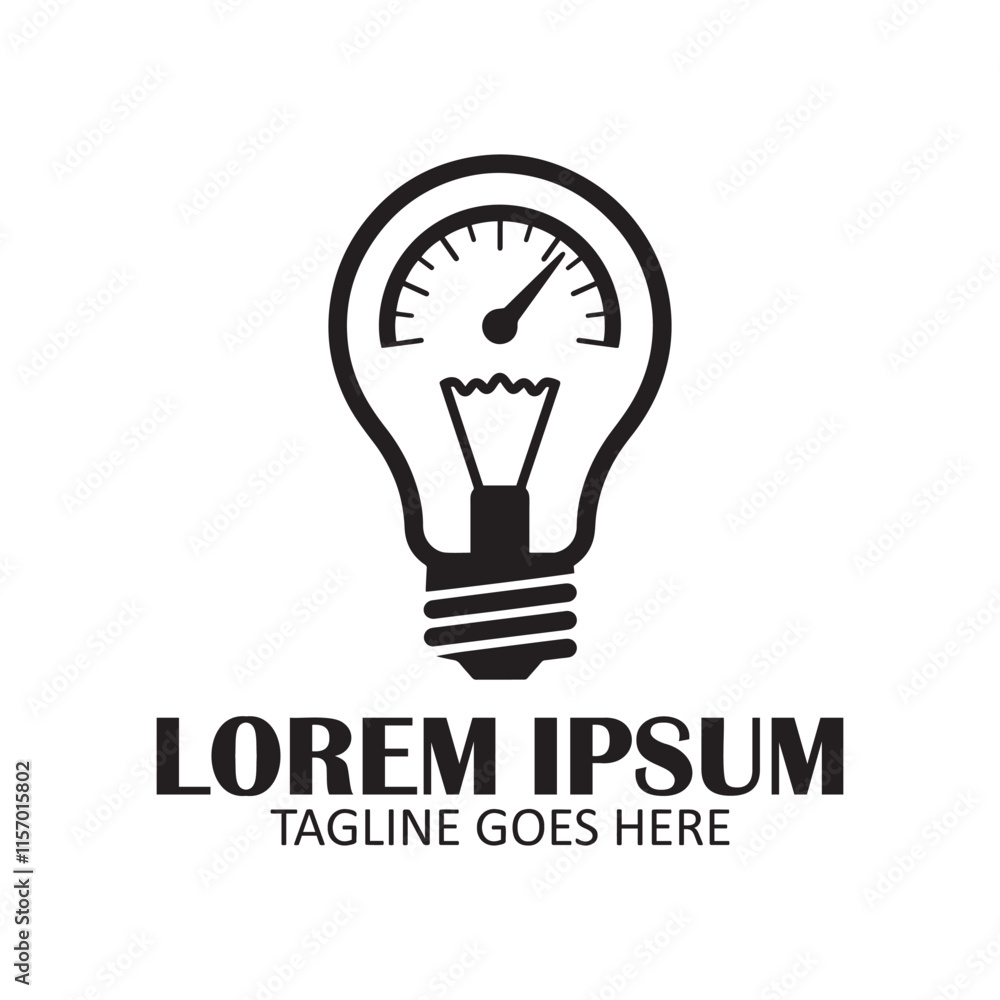 Gauge light bulb idea logo on white background Gauge light bulb idea logo on white background