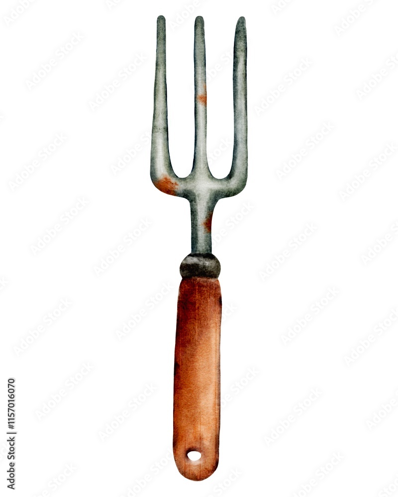 the necessary garden tools, drawn in a watercolor retro style the necessary garden tools, drawn in a watercolor retro style