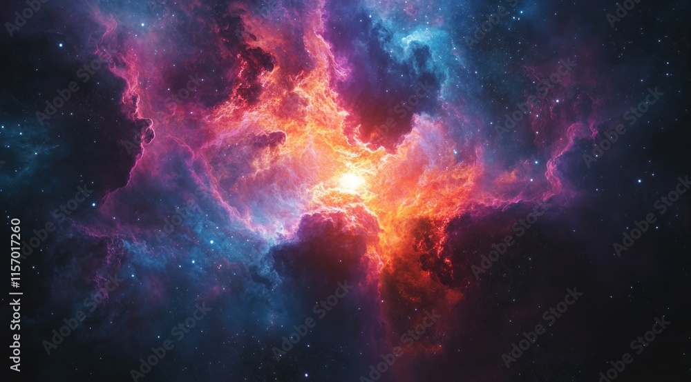 Obraz premium A massive, swirling nebula with multiple colors and shapes, resembling an elegant cloud formation