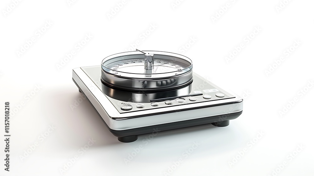 A digital kitchen scale against a pure white background A digital kitchen scale against a pure white background