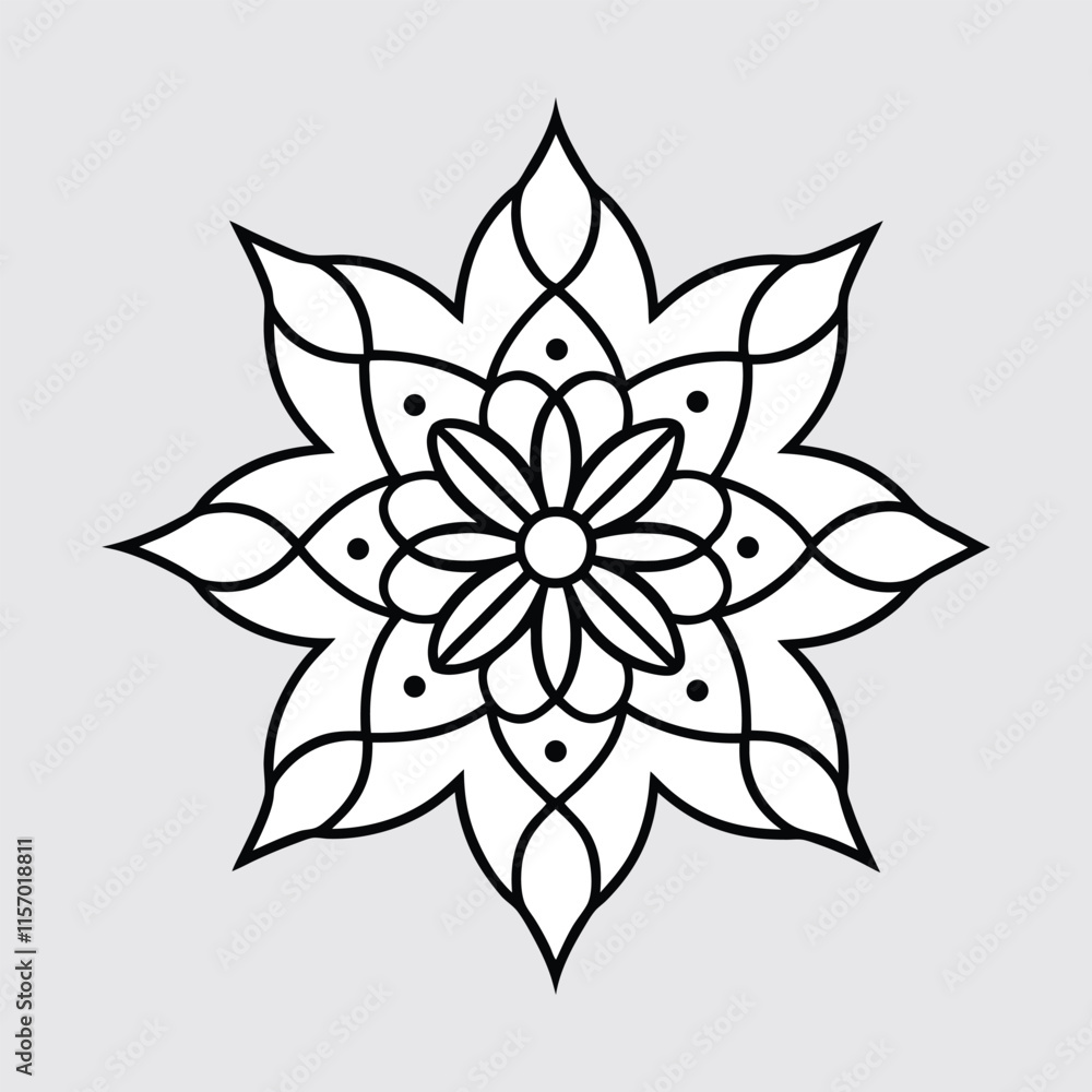 Elegant Black and White Flower Icon Design Vector Illustration. Elegant Black and White Flower Icon Design Vector Illustration.