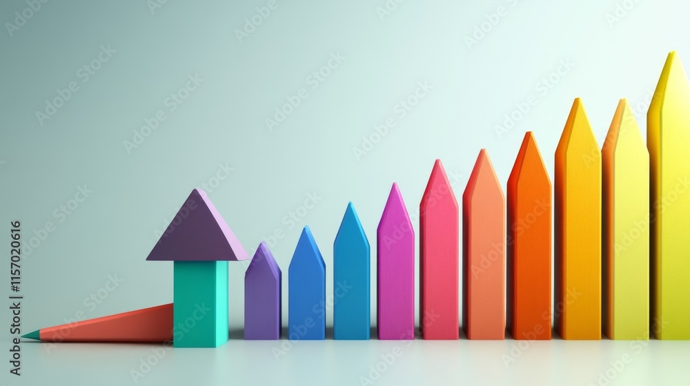 Colorful graph representing growth and progress. Colorful graph representing growth and progress.