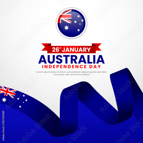 Australia independence day waving ribbon flag square banner background design