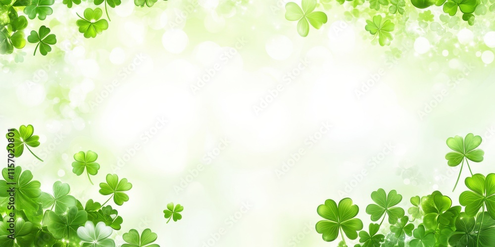 Lush Green Background with Shamrock Leaves Creating a Fresh and Vibrant Atmosphere for Celebrations, Springtime Events, and Nature-Themed Designs Lush Green Background with Shamrock Leaves Creating a Fresh and Vibrant Atmosphere for Celebrations, Springtime Events, and Nature-Themed Designs