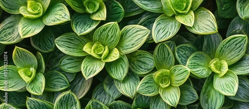 Variegated haworthia plants with lush green leaves arranged in a greenhouse perfect for indoor gardening enthusiasts and plant lovers photo