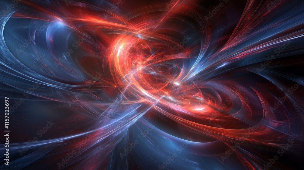 Abstract swirling red and blue energy, fractal art Abstract swirling red and blue energy, fractal art