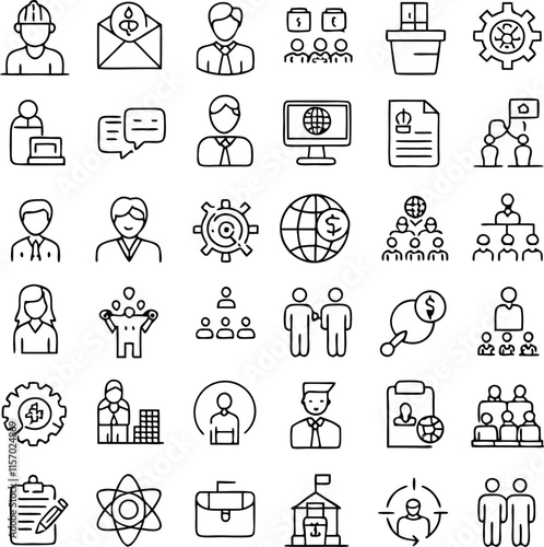 "Stakeholder Roles and Engagement: Linear Icon Set with Editable Stroke"