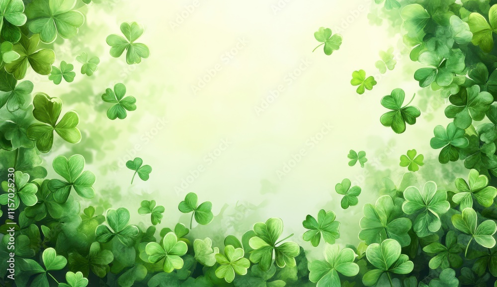 Lush Green Background with Vibrant Clovers, Perfect for Celebrating Nature, Luck, and the Beauty of Spring, Ideal for Various Digital and Print Projects Lush Green Background with Vibrant Clovers, Perfect for Celebrating Nature, Luck, and the Beauty of Spring, Ideal for Various Digital and Print Projects