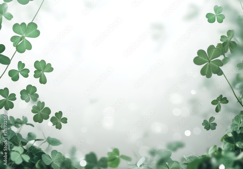 Lush Green Background with Vibrant Shamrock Leaves Creating a Fresh and Natural Aesthetic for St. Patrick's Day Celebrations and Nature-Inspired Designs