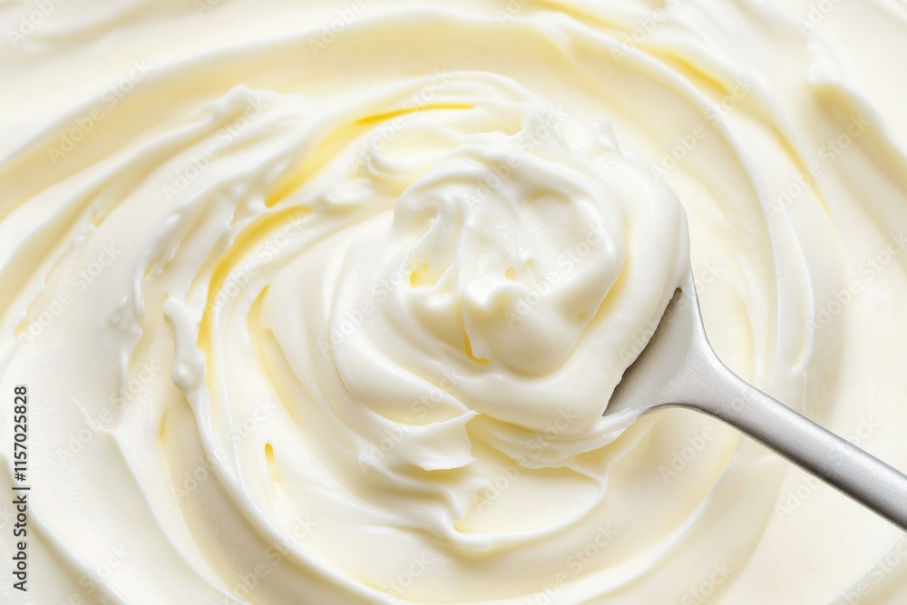 Cream swirling with a spatula, smooth and creamy, detailed closeup, isolated on white background Cream swirling with a spatula, smooth and creamy, detailed closeup, isolated on white background
