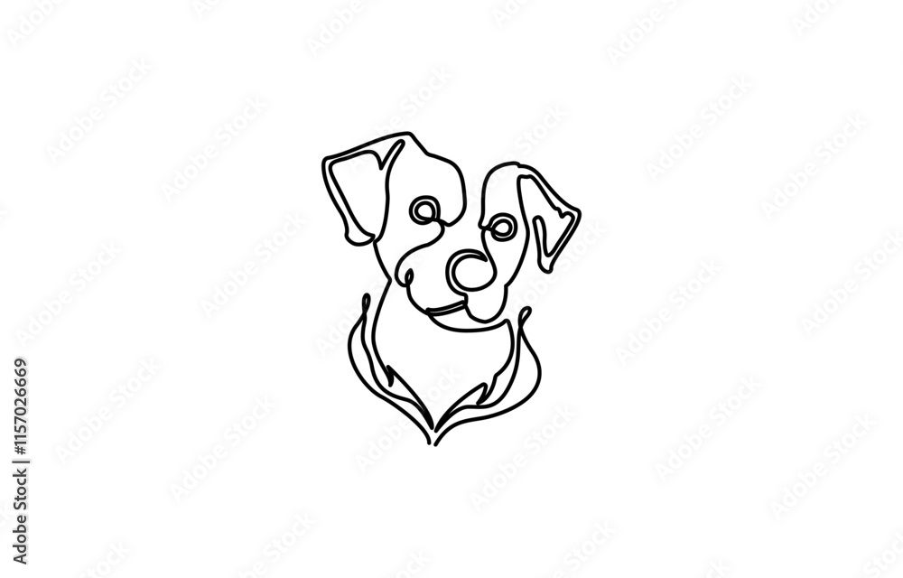 Dog head drawing technique in continuous lines. One-line illustration of a dog head with a simple style, dog portrait, lines, vector. Dog head drawing technique in continuous lines. One-line illustration of a dog head with a simple style, dog portrait, lines, vector.