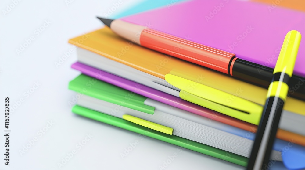 Naklejka premium Colorful stationery for creative projects.