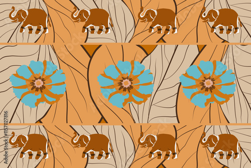 elephants pattern, mandala
Beautiful Thailand,thai pattern,seamless,Traditional,ethnic,fabric pattern for textiles,rugs, wallpaper,clothing, sarong,batik,wrap,embroidery,print,background,cover, illust