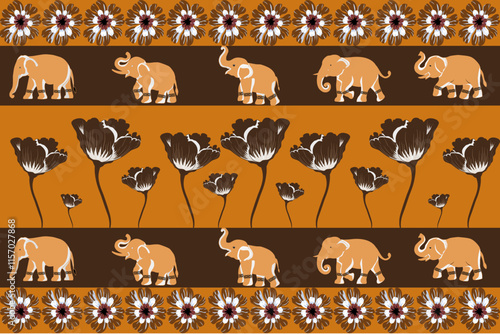 elephants pattern, mandala
Beautiful Thailand,thai pattern,seamless,Traditional,ethnic,fabric pattern for textiles,rugs, wallpaper,clothing, sarong,batik,wrap,embroidery,print,background,cover, illust