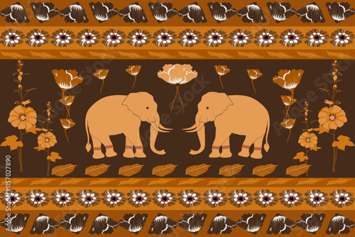 elephants pattern, mandala
Beautiful Thailand,thai pattern,seamless,Traditional,ethnic,fabric pattern for textiles,rugs, wallpaper,clothing, sarong,batik,wrap,embroidery,print,background,cover, illust