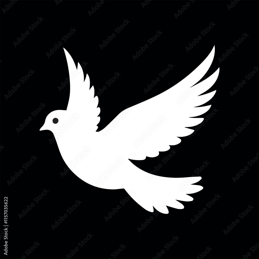 Fototapeta premium dove icon. bird sign. Animal icon. Symbolic White Dove in Flight Against a Black Background. Flat design simple style vector illustration.