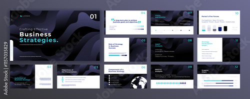 Abstract powerpoint presentation templates set, modern layout presentation background, banner template, brochure, landing page, company profile, business design package set, vector illustration.