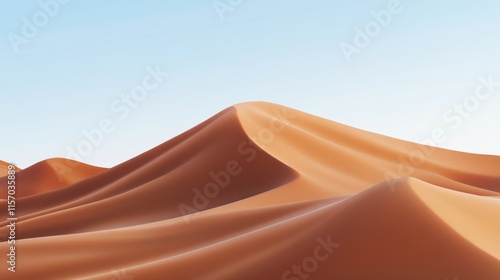 Golden sand dunes under a clear blue sky. photo