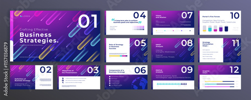 Abstract powerpoint presentation templates set, modern layout presentation background, banner template, brochure, landing page, company profile, business design package set, vector illustration.