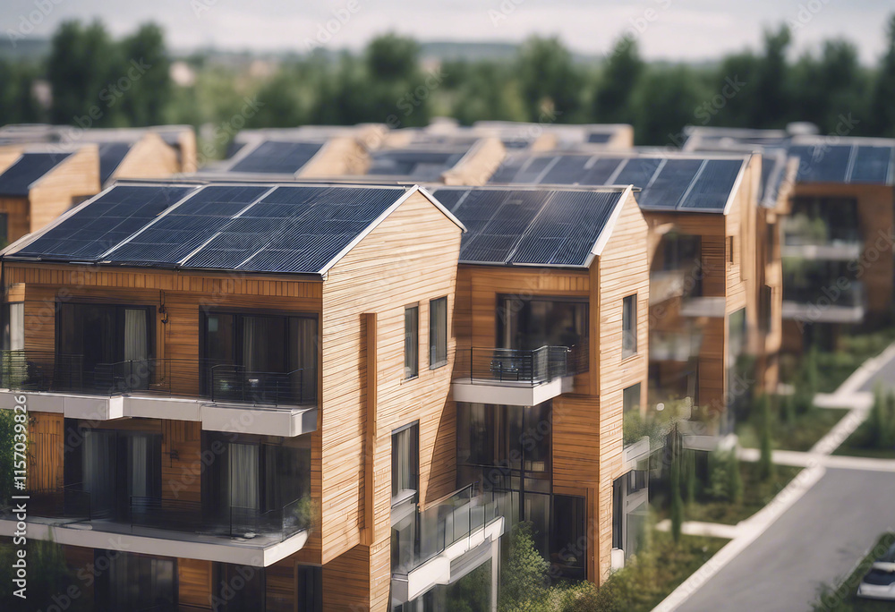 Modern eco-friendly multifamily homes with photovoltaic cells Modern eco-friendly multifamily homes with photovoltaic cells