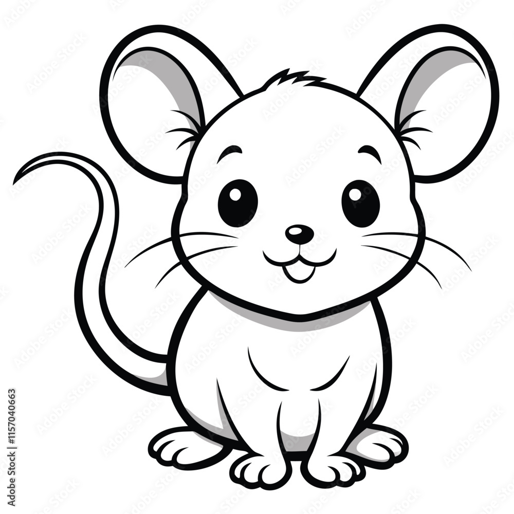 Fototapeta premium Cute Baby Animals Heads Vector Line Art Illustration, Adorable Minimalist Designs.