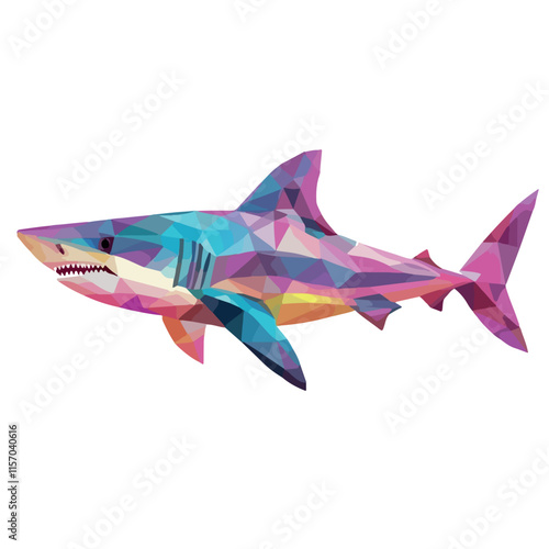 Colorful Low Poly Shark Vector illustration