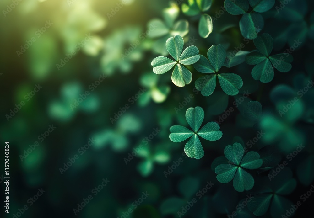 Lush Green Clovers in Soft Natural Light Creating a Serene Atmosphere for Spring or Summer Themes Perfect for Nature and Tranquility Imagery Lush Green Clovers in Soft Natural Light Creating a Serene Atmosphere for Spring or Summer Themes Perfect for Nature and Tranquility Imagery