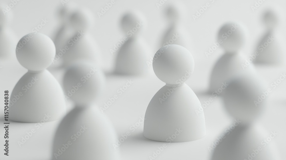 Minimalistic human figures in white setting. Minimalistic human figures in white setting.
