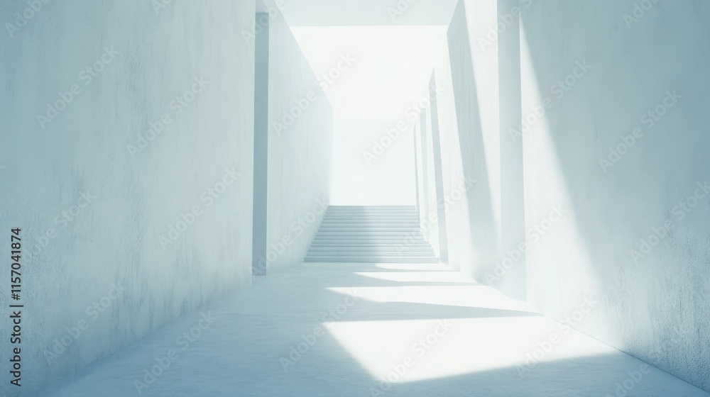 Obraz premium Modern corridor with soft light and clean lines.