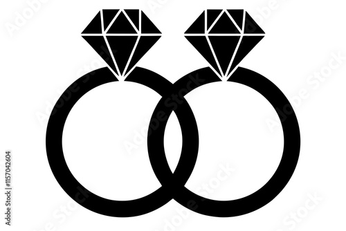 Two diamond engagement ring Valentine's Day element vector illustration on white background