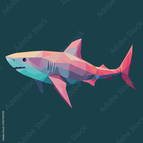 Colorful Low Poly Shark Vector illustration