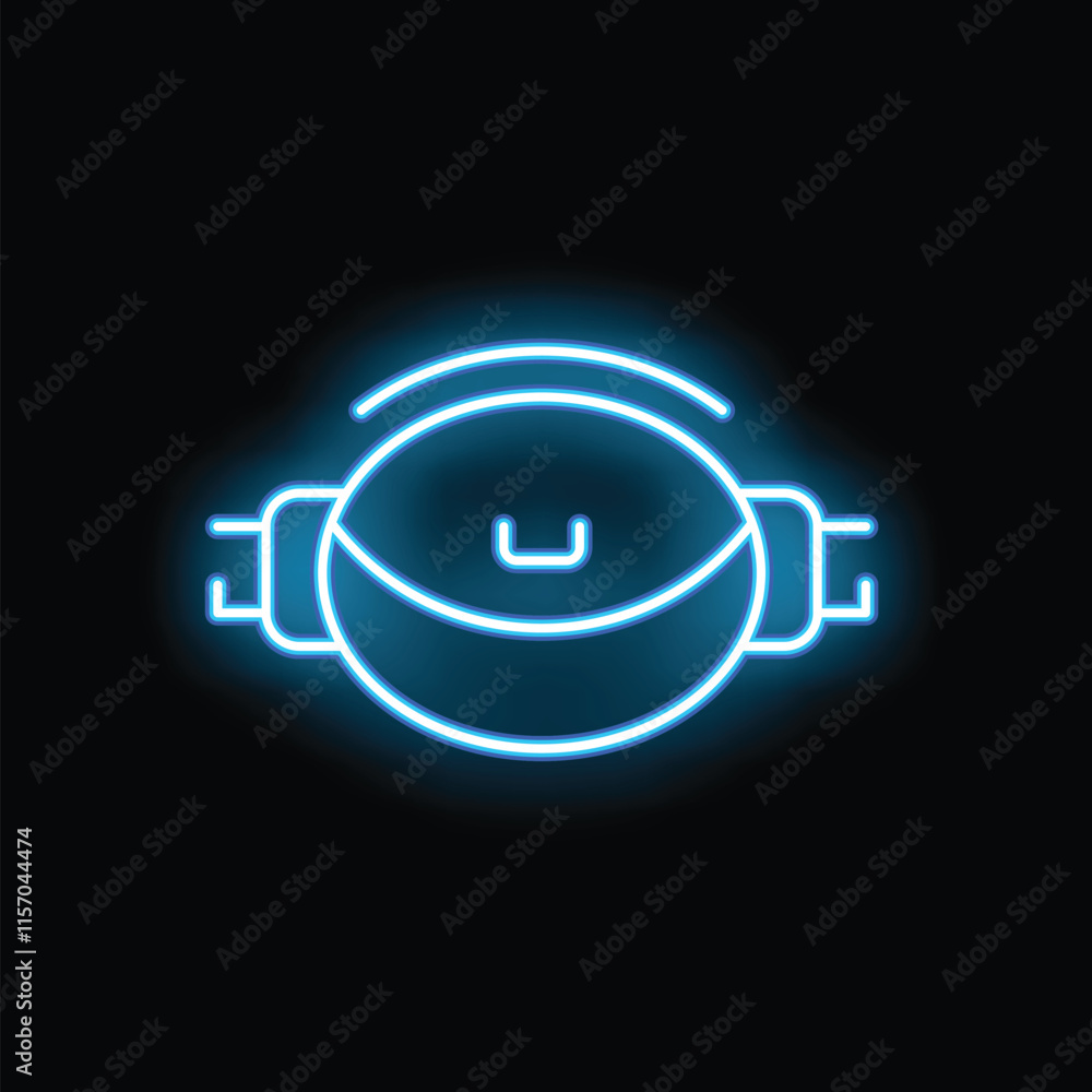 Blue neon sign of a smartwatch connecting wirelessly, great for technology and innovation concepts Blue neon sign of a smartwatch connecting wirelessly, great for technology and innovation concepts