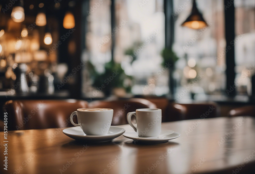 This stunning coffee shop photograph featuring a cozy shelf and table setup perfect for a cafe This stunning coffee shop photograph featuring a cozy shelf and table setup perfect for a cafe