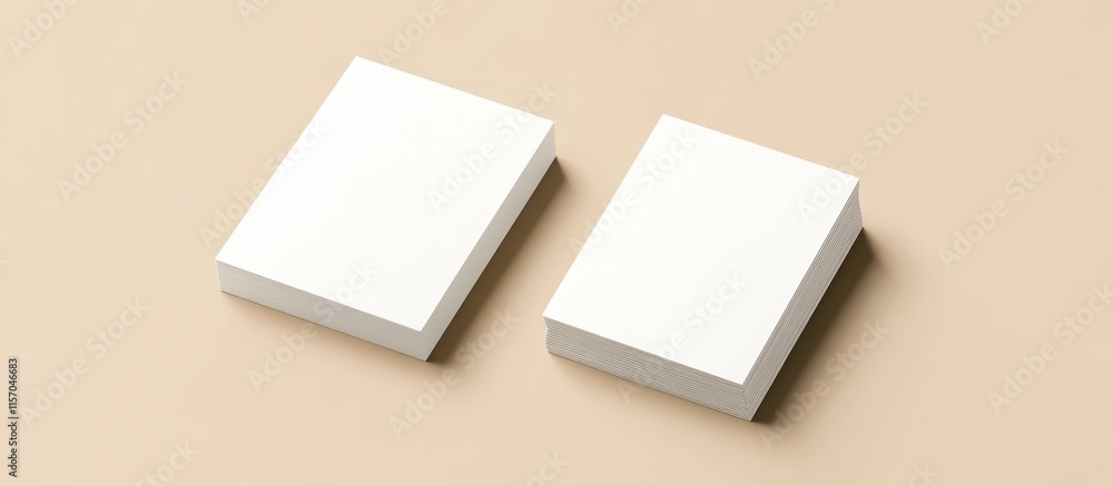 Elegant blank business card mockup on a soft beige background showcasing customizable wedding invitation design options. Elegant blank business card mockup on a soft beige background showcasing customizable wedding invitation design options.