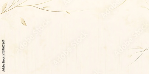 Elegant beige background with delicate branches and leaves.