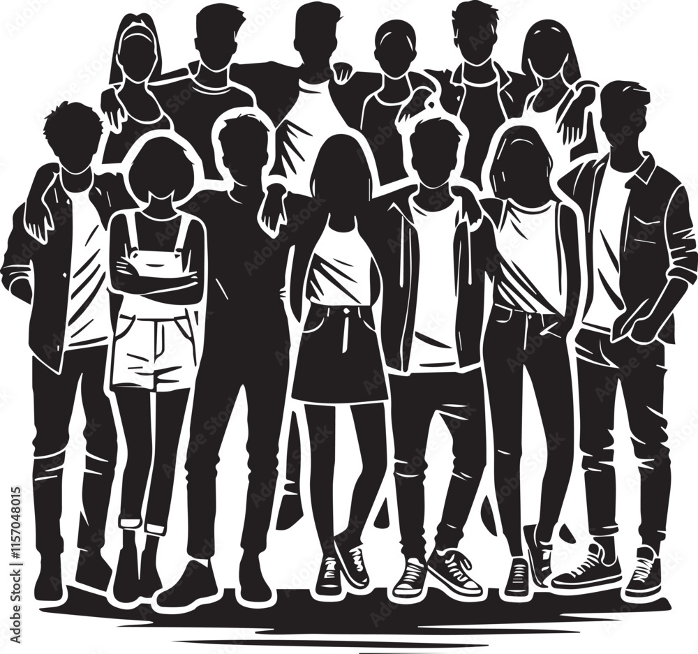 Group of friends vector, Group of friends vector illustration, Group of friends silhouette vector black and white Group of friends vector, Group of friends vector illustration, Group of friends silhouette vector black and white