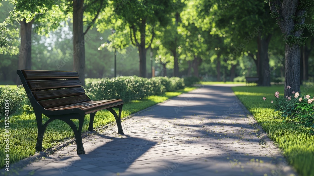 Serene park path with sunlight and greenery. Serene park path with sunlight and greenery.