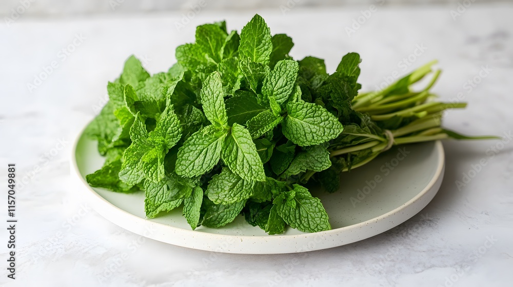Fresh mint harvest local farm food photography natural setting close-up view culinary inspiration Fresh mint harvest local farm food photography natural setting close-up view culinary inspiration