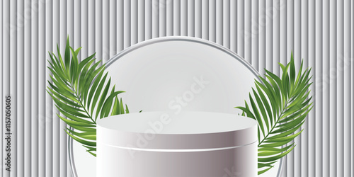 3D round podium background in white color with layers square backdrop. 
Fashion stage showcase mockup scene.
Abstract composition minimalist design. Studio display showroom cosmetic product pedestal, 
