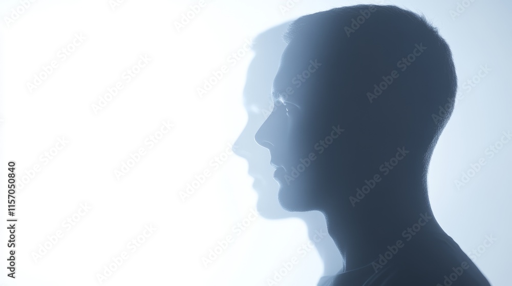 Silhouette of a person reflecting inner thoughts. Silhouette of a person reflecting inner thoughts.