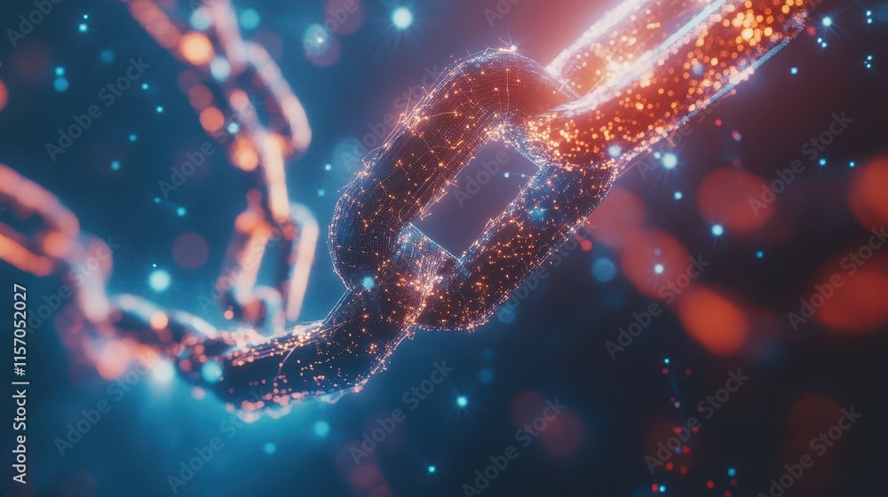 Cybersecurity concepts with digital locks and blockchain connections Cybersecurity concepts with digital locks and blockchain connections