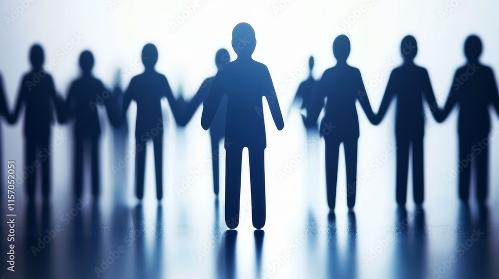 Silhouettes of people holding hands together. Silhouettes of people holding hands together.