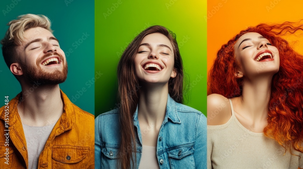 Smiling individuals showcasing diverse emotions. Smiling individuals showcasing diverse emotions.